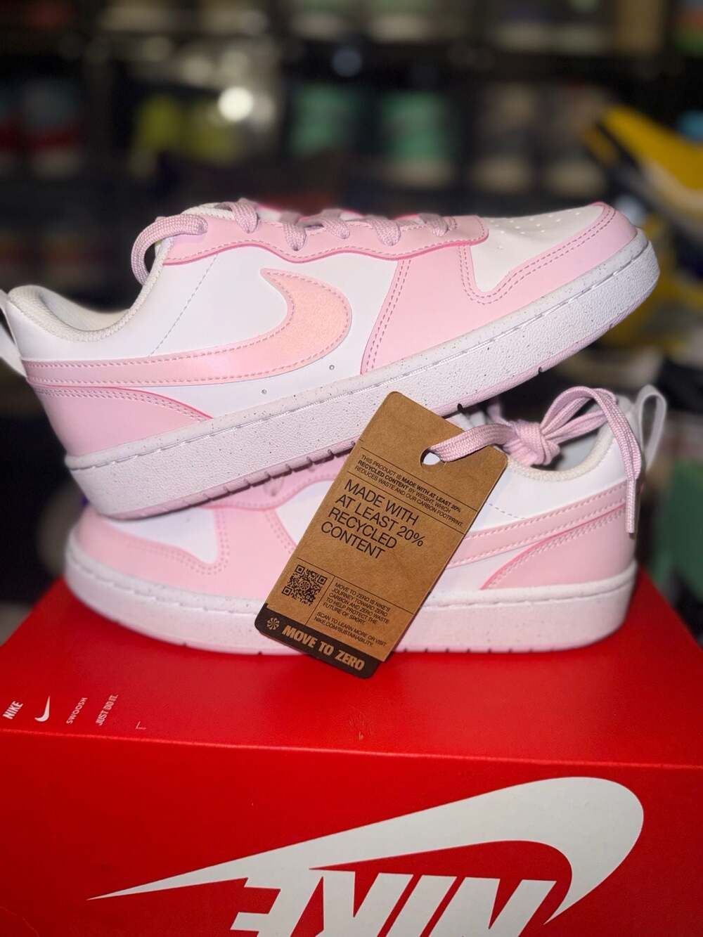 Nike Court Borough Low Recraft GS Pink White Size 6Y